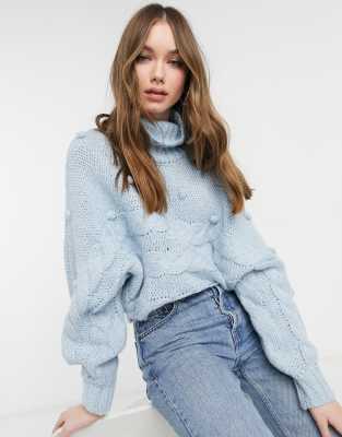 light blue cable knit sweater