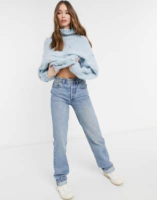 light blue roll neck jumper