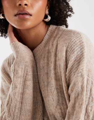 Pieces Cable Knitted Mini Dress In Neutral