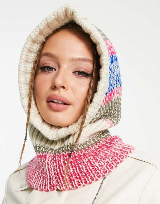 Pieces - Cagoule en maille à rayures - Multicolore