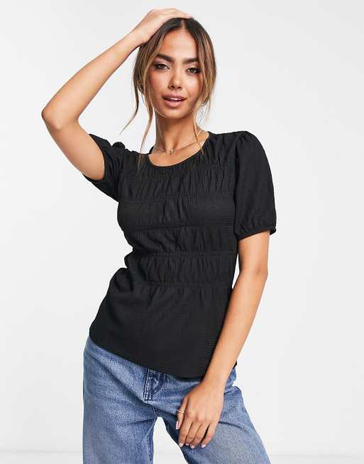 Pieces – Calka – Svart, rynkad topp