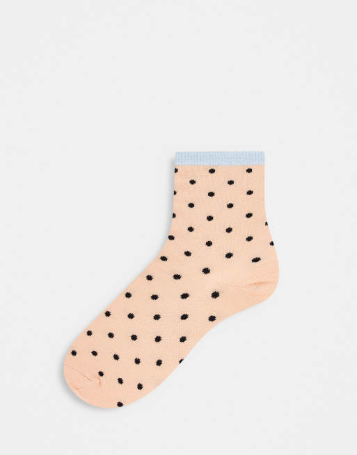 Pieces - Calzini a pois color pesca