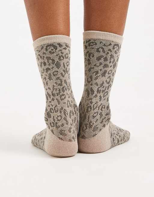 Pieces - Calzini glitterati con stampa leopardata, 3 di 3