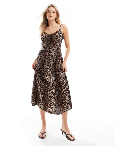 Pieces cami maxi dress in leo print - view 1