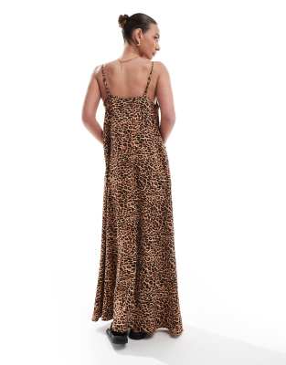 Pieces cami maxi dress in leopard print