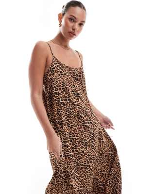 Pieces cami maxi dress in leopard print