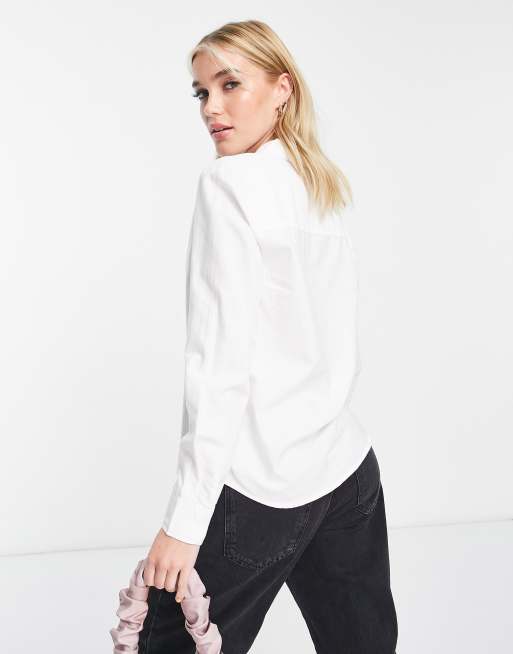 Pieces - Camicia bianca in cotone, 2 di 4