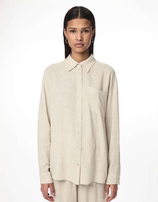Pieces - Camicia color betulla