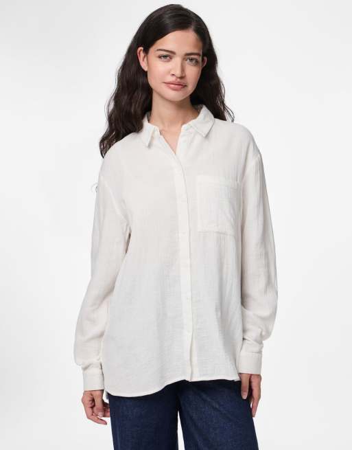 Pieces - Camicia color cloud dancer