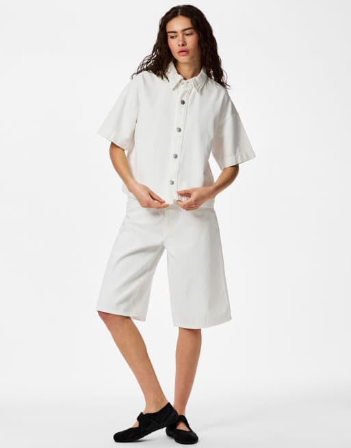 Pieces - Camicia di jeans bianco acceso, 5 di 7