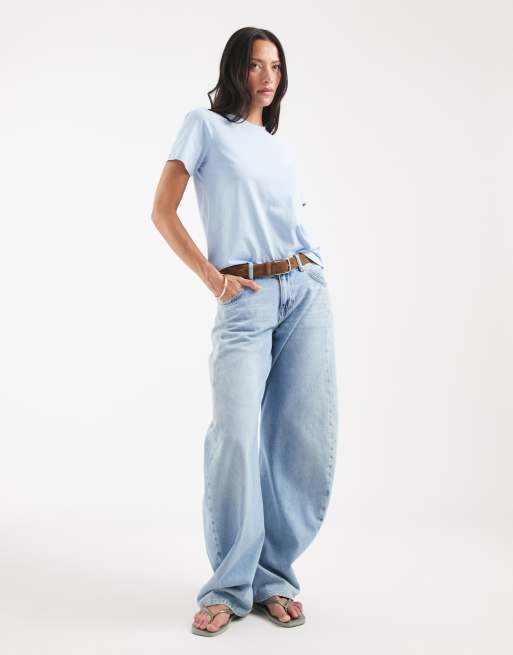 Pieces - camiseta boxy azul pálido, 2 de 4