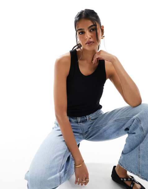 Pieces - Canotta nera con reggiseno integrato - view 1