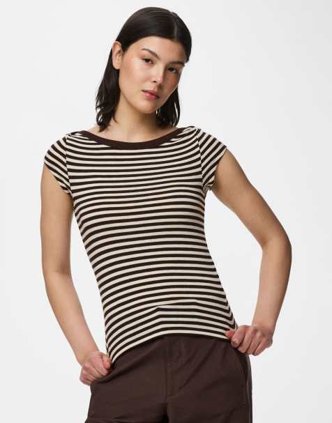 Pieces Cap sleeve top in hot fudge1