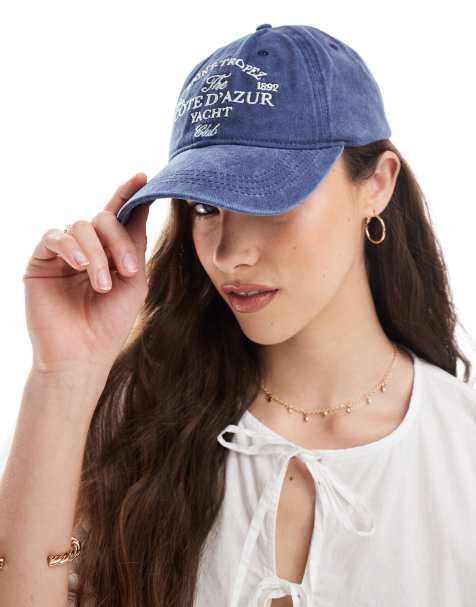 Pieces - Cappellino blu slavato con grafica “Cote D'Azur” - view 1