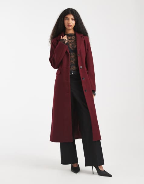 Pieces - Cappotto elegante lungo bordeaux - view 1