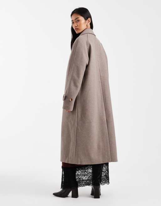 Pieces - Cappotto lungo elegante beige mélange, 3 di 4