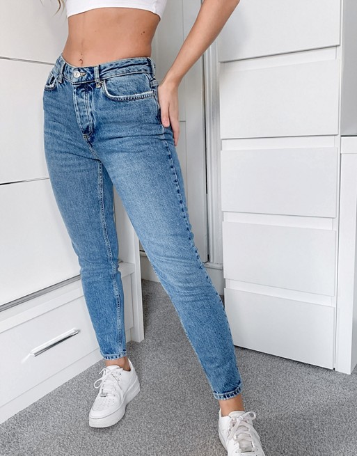 Pieces cara slim mid waist skinny jeans in light blue
