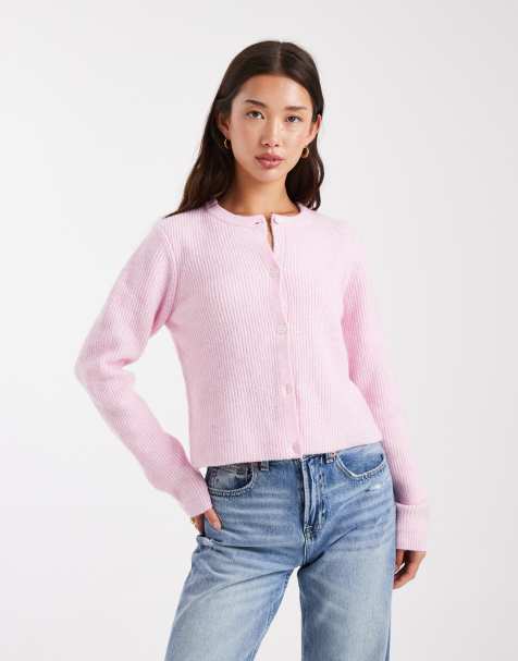 Pieces - Cardigan a maniche lunghe rosa in maglia morbida - view 1