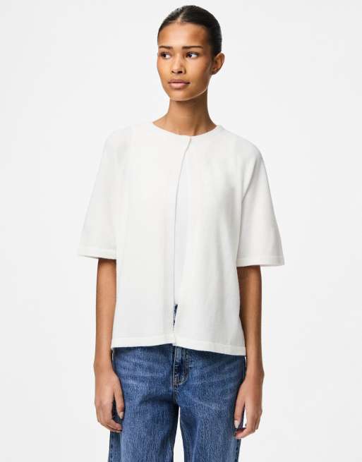 Pieces - Cardigan in maglia bianco acceso