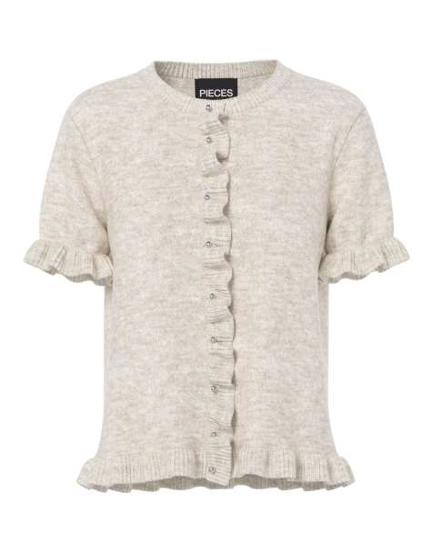 Pieces - Cardigan in maglia color betulla - view 1