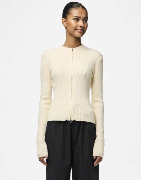 Pieces - Cardigan in maglia color betulla - view 1