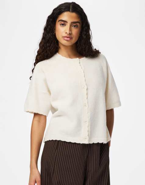 Pieces - Cardigan in maglia color betulla - view 1