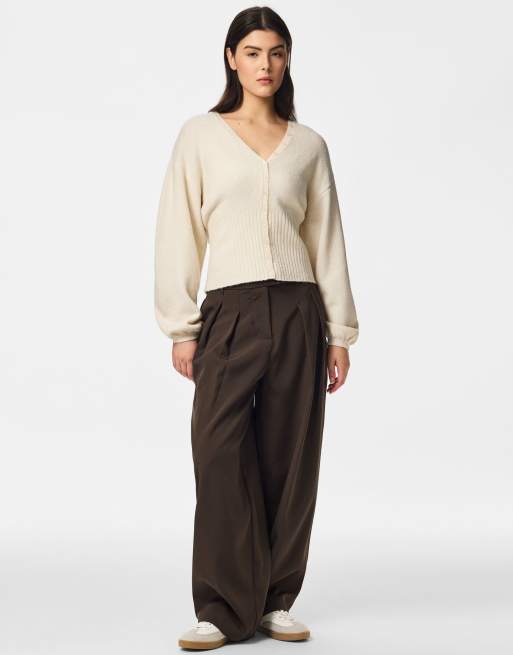 Pieces - Cardigan in maglia color betulla, 3 di 6