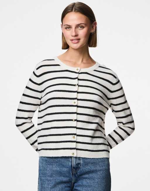 Pieces - Cardigan in maglia color cloud dancer