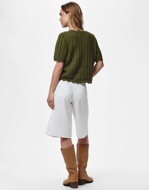 Pieces - Cardigan in maglia color sfagno, 2 di 7