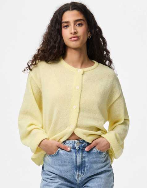 Pieces - Cardigan in maglia color vaniglia francese - view 1