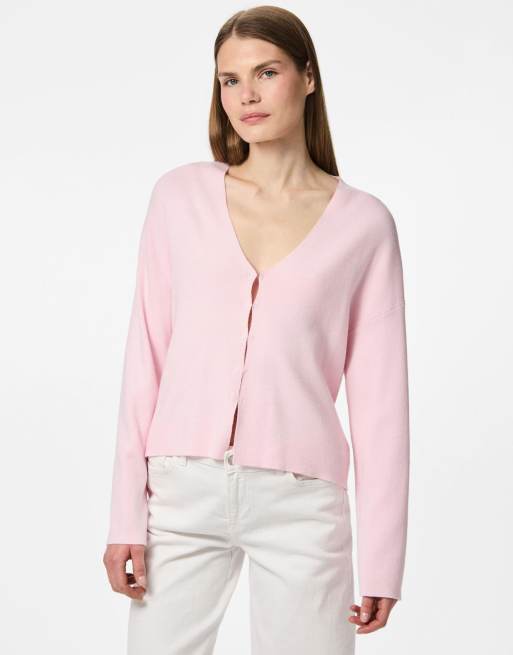 Pieces - Cardigan in maglia pink-a-boo
