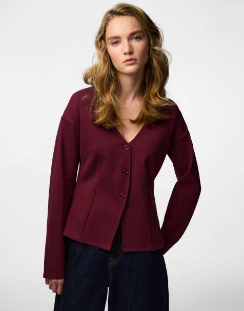 Pieces Cardigan in tawny port - view 1