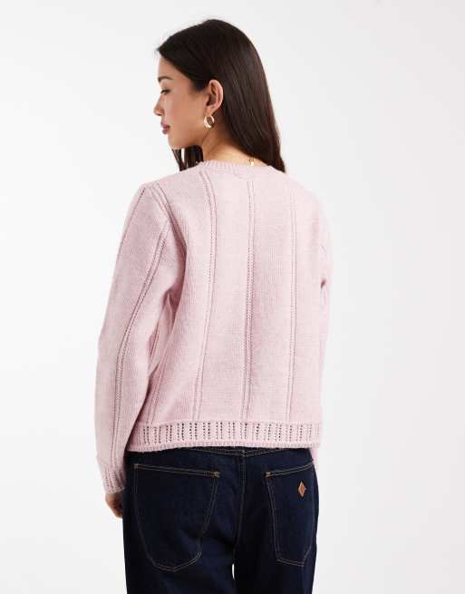 Pieces - Cardigan testurizzato rosa pallido, 2 di 4