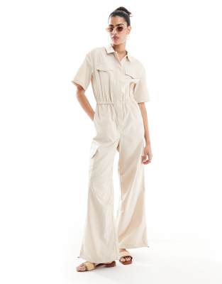 Pieces cargo boilersuit in stone