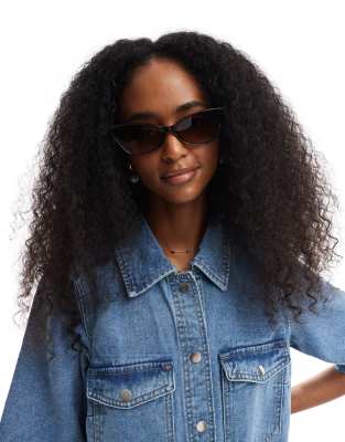 Pieces - Cat-Eye-Sonnenbrille in Schildpatt-Optik mit braun getönten Gläsern-Bunt