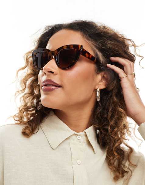 Pieces - Cat eye-zonnebril in bruin tortoise - view 1