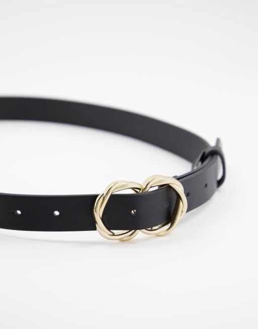 Pieces Ceinture a double anneau torsade Noir ASOS