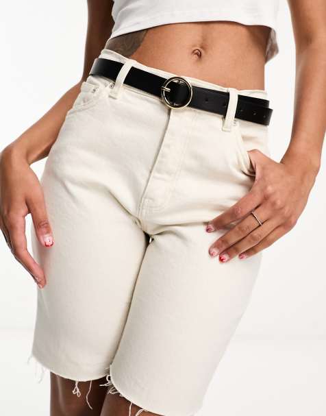 Pieces - Ceinture avec boucle ronde dorée - Noir - view 1