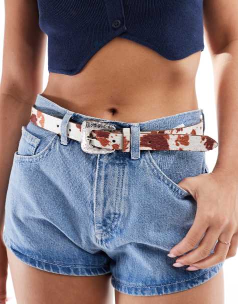 Pieces - Ceinture avec boucle style western avec poils fantaisie - Imprimé vache - view 1