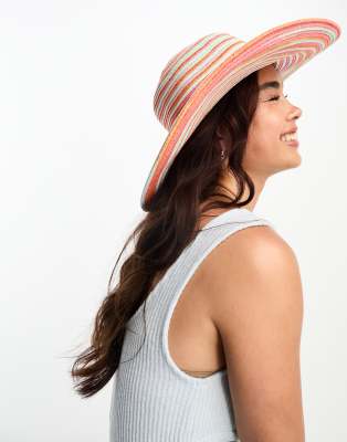 Pieces straw sunhat in multi stripe - ASOS Price Checker