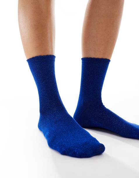 Pieces - Chaussettes à paillettes - Bleu foncé - view 1