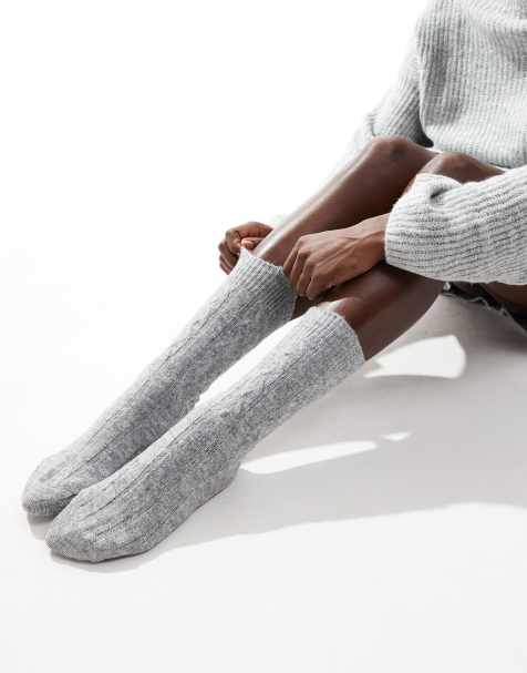 Pieces - Chaussettes confort en maille côtelée - Gris - view 1