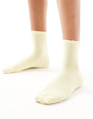 Pieces - Chaussettes pailletées - Jaune citron