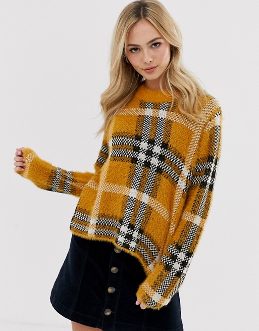 Pieces check knitted jumper