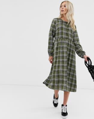 checked midi dress