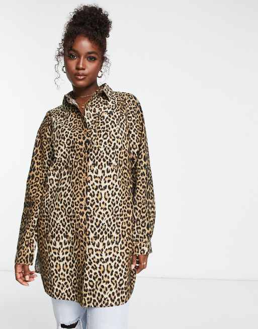 Pieces - Chemise longue à imprimé léopard