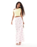 [Pieces] Pieces cherry print maxi skirt in light pink 10 Pink-a-boo Cherry