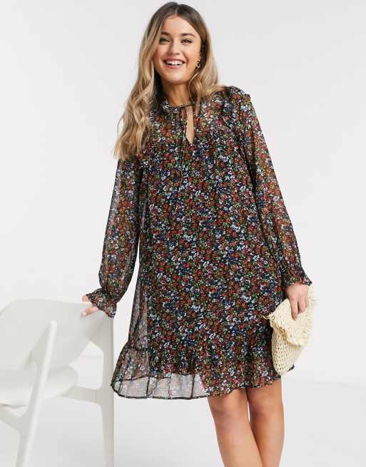 Tie neck swing clearance dress