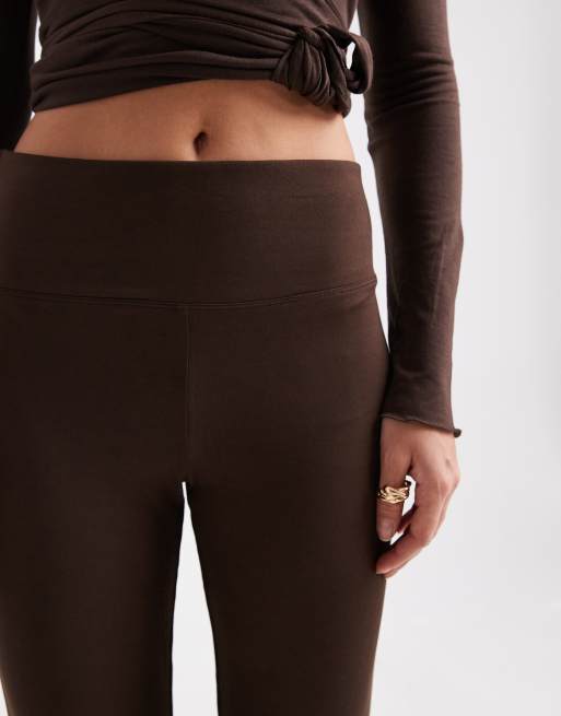 PIECES - Chokoladebrune og højtaljede leggings med svaj - Del af sæt, 3 af 5