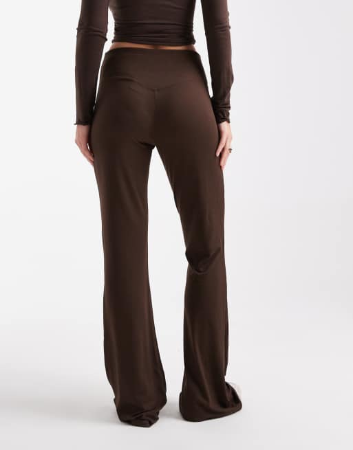 PIECES - Chokoladebrune og højtaljede leggings med svaj - Del af sæt, 4 af 5